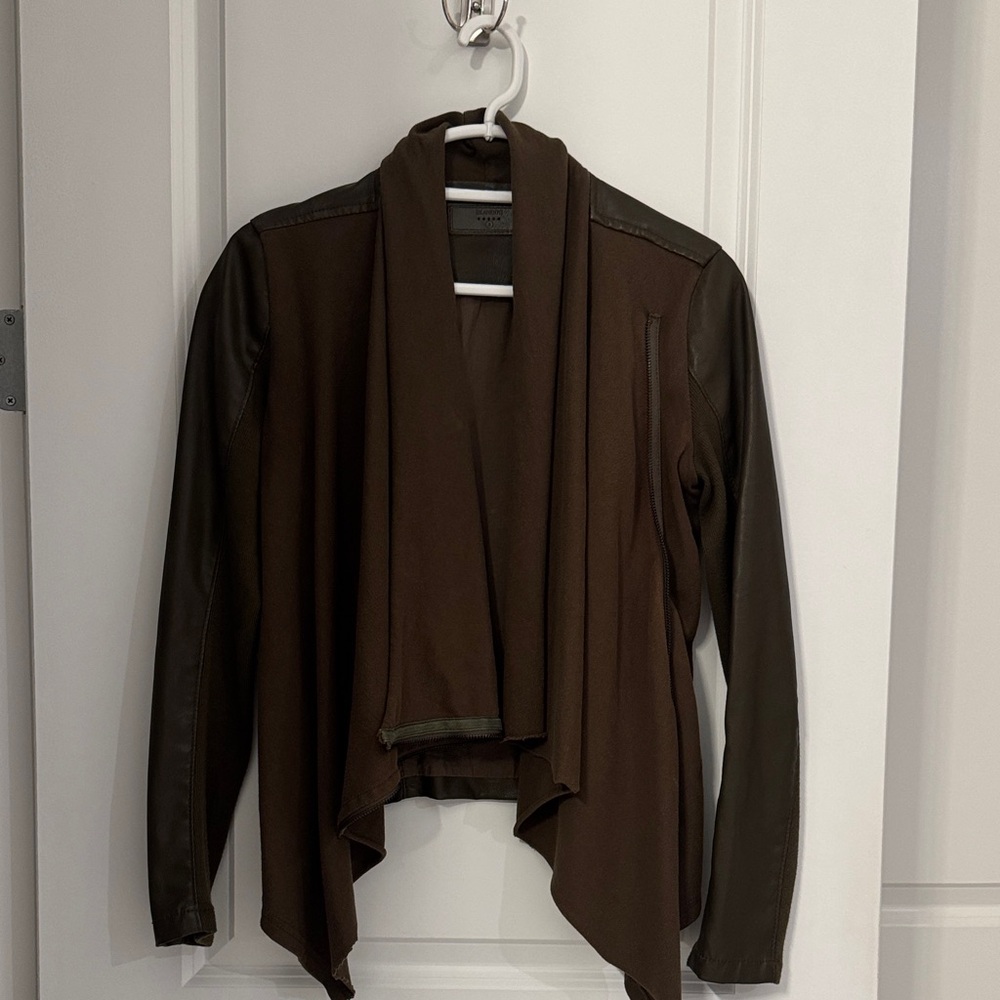 Jacket with Leather like Sleeves